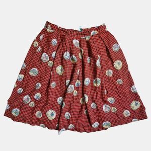Vintage Trachten Mit‎ Herz Gingham Dirndl Skirt Womens 32 Red Folk Art Festival